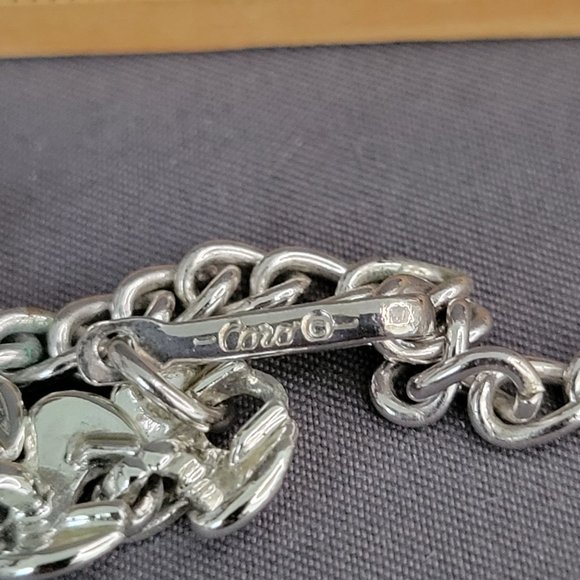 Coro Silver Tone Necklace Abstract Design Hook Close Vintage Signed 16 in - Picture 8 of 8